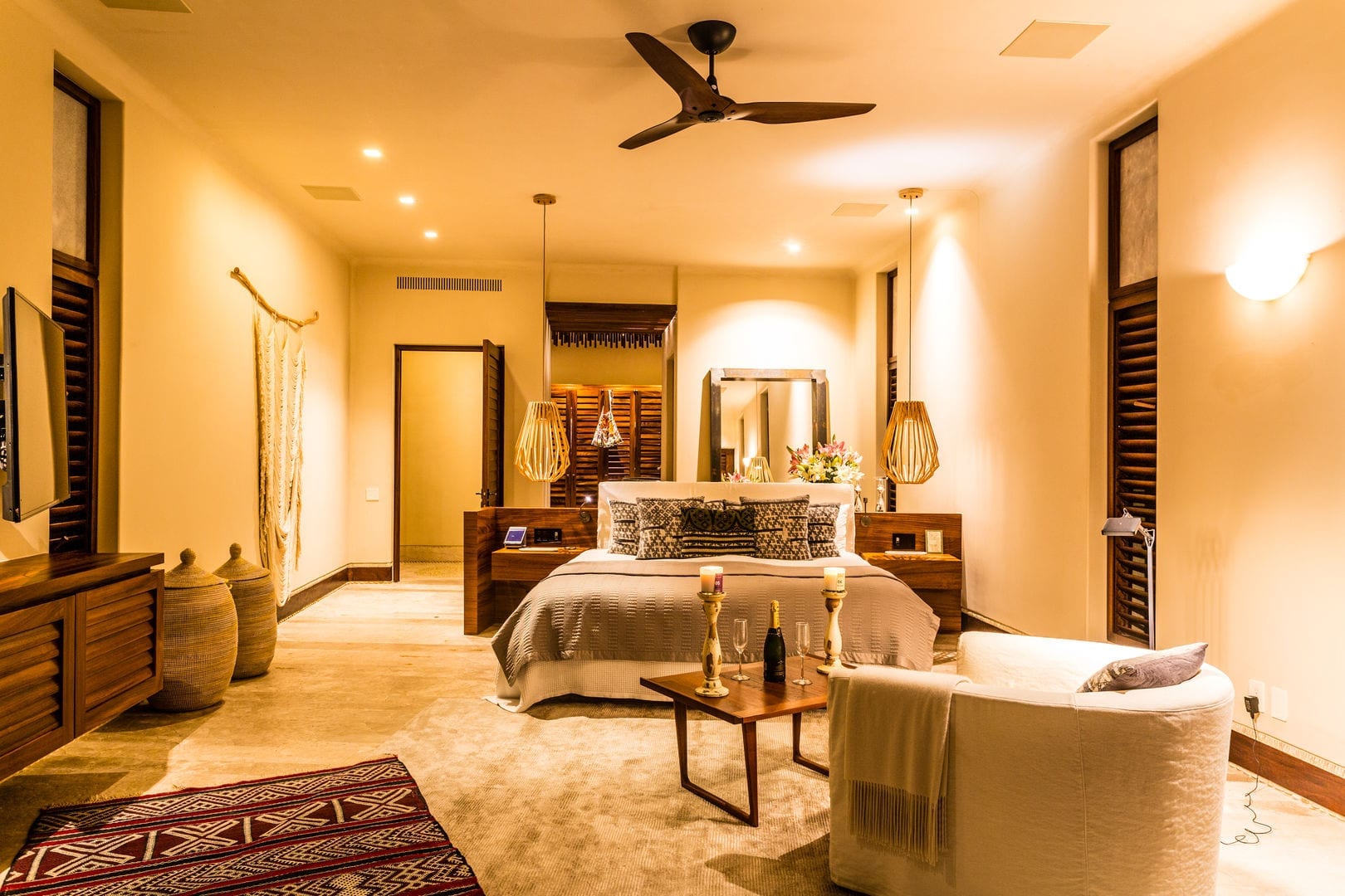 Experience opulence and relaxation in the master bedroom of Casa Escondida, where every moment promises ultimate comfort and serenity.