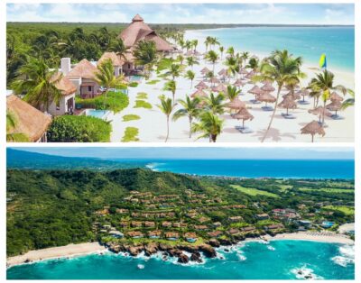 Collage of Riviera Maya beach resort and Riviera Nayarit luxury resort
