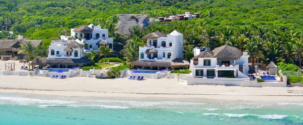 Expansive beachfront villa compound 'Hacienda del Secreto' in Playa del Secreto, perfect for large gatherings and events.