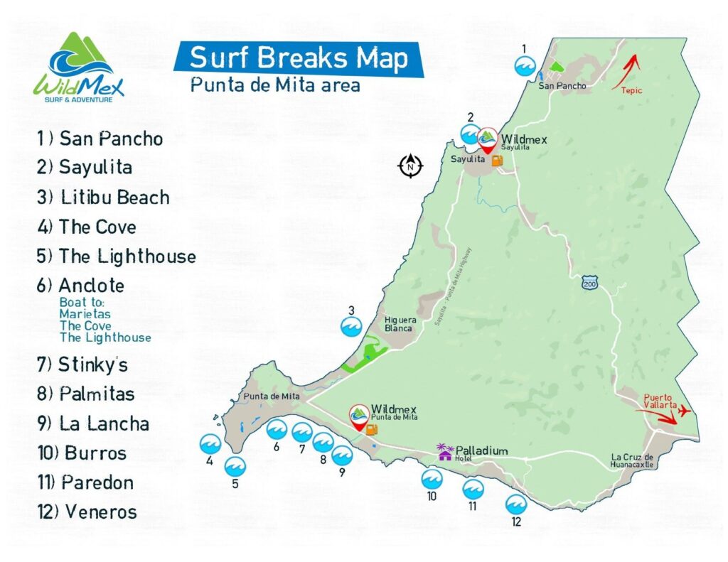 punta mita sayulita surf break map