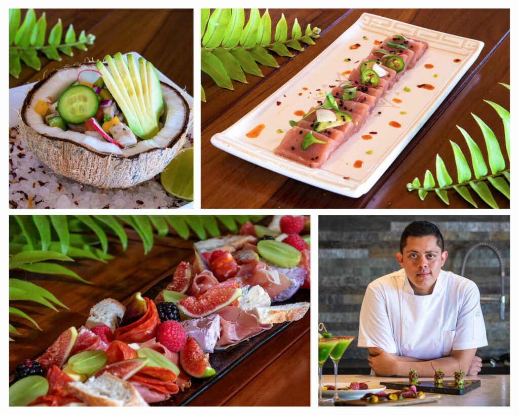 Collage of gourmet dishes prepared by Kupuri Villa chef in Punta Mita.