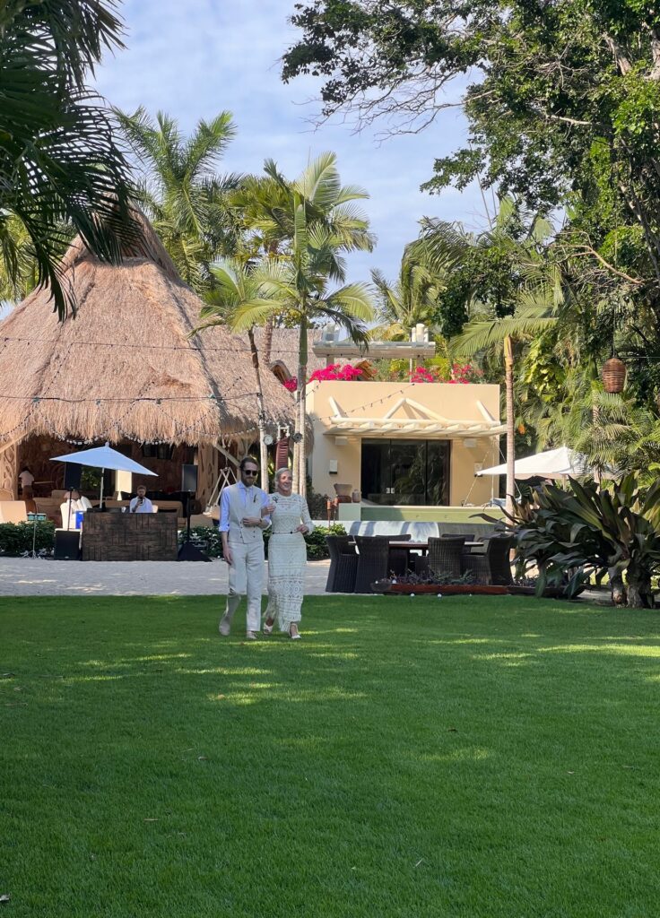 Wedding Couple Standing in Front of Casa Escondida, Punta Mita