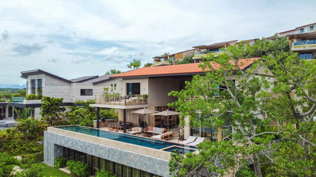Casa Xecora elevated view of the pool terrace surrounded by trees — Punta Mita Nayarit, Mexico