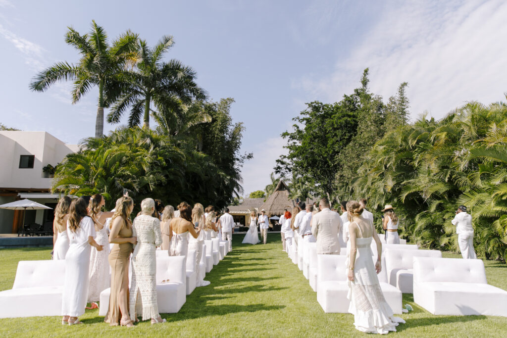 Romantic wedding ceremony set up at Casa Escondida in Ranchos Estates, Punta Mita, Mexico.