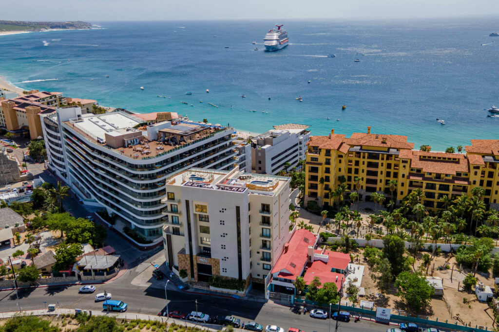 Aerial View of One Medano Beach Resort and Surroundings, Cabo San Lucas