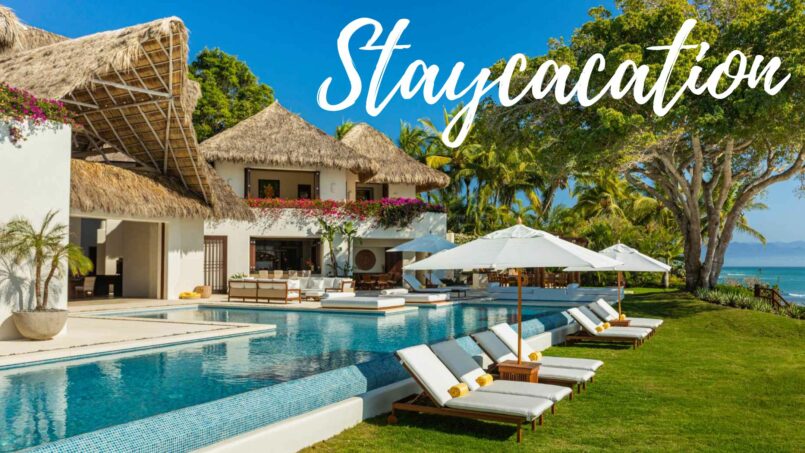 Collage showcasing luxury villas in Mexico for a staycation, featuring Punta Mita, Los Cabos, and Tulum.