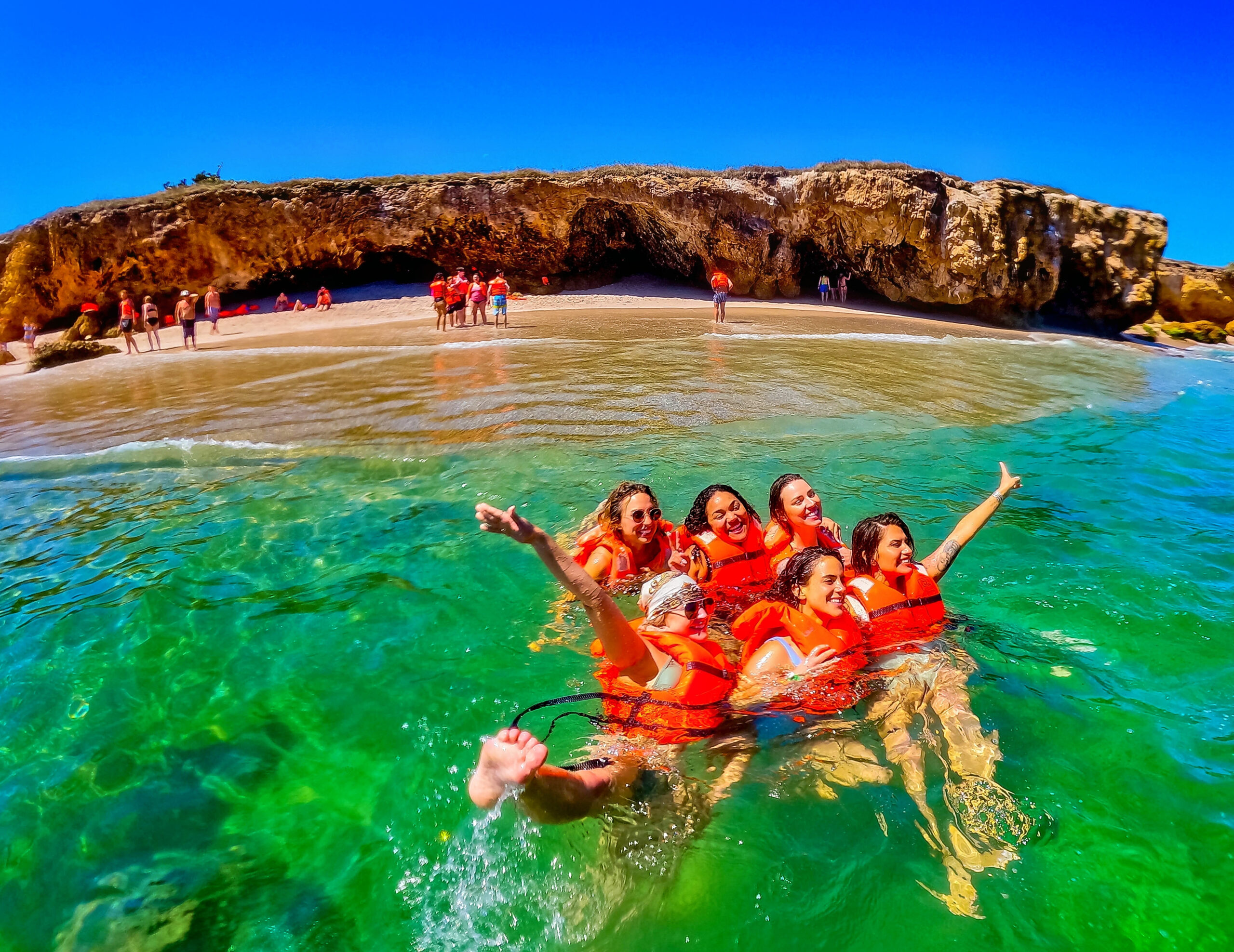 Aerial view of the Marietas Islands with crystal-clear waters near Puerto Vallarta