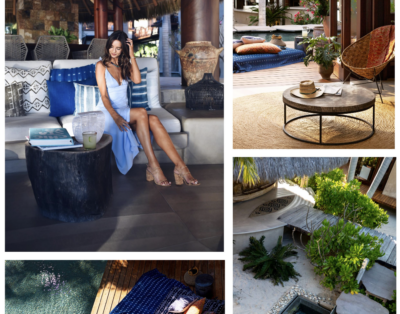 A collage showcasing Casa Koko in Punta Mita, featuring beachfront views, luxurious interiors, the private spa, gourmet dining, and surfing activities.