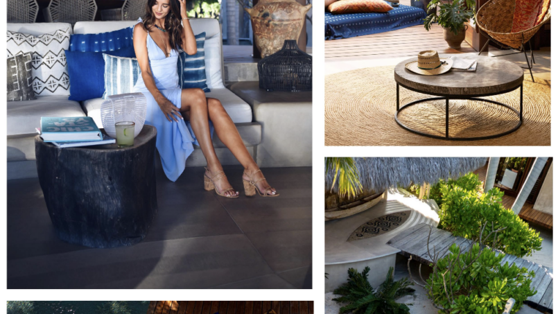 A collage showcasing Casa Koko in Punta Mita, featuring beachfront views, luxurious interiors, the private spa, gourmet dining, and surfing activities.