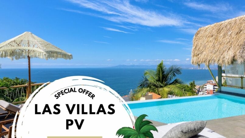 Luxurious villa in Puerto Vallarta with a private infinity pool overlooking the ocean at sunset.