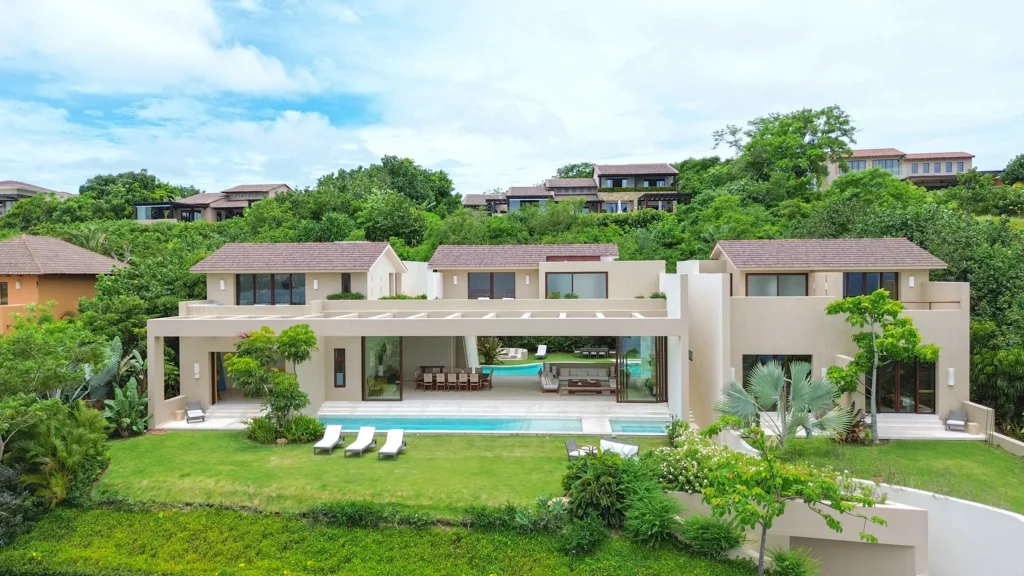 Estate Ikal aerial view of the estate pavilions, pool and gardens — Punta Mita, Mexico