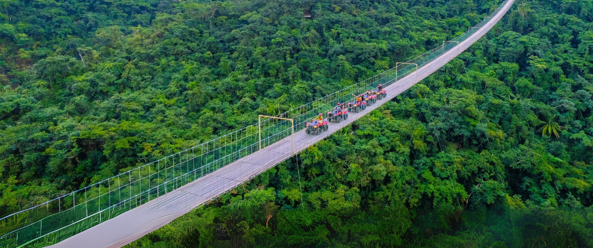 Jorullo glass suspension bridge 470 meters long over Sierra Madre jungle canopy near Puerto Vallarta