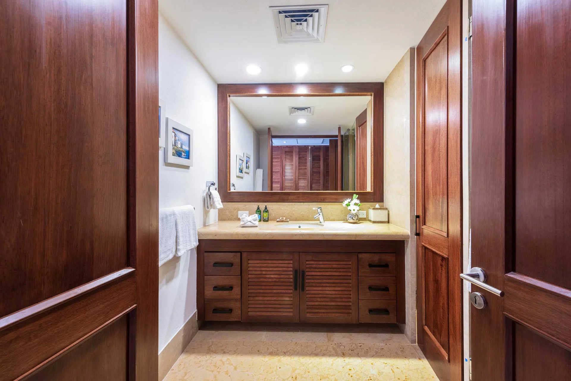 PH Vista Encanto bathroom vanity in dark wood — El Encanto, Punta Mita