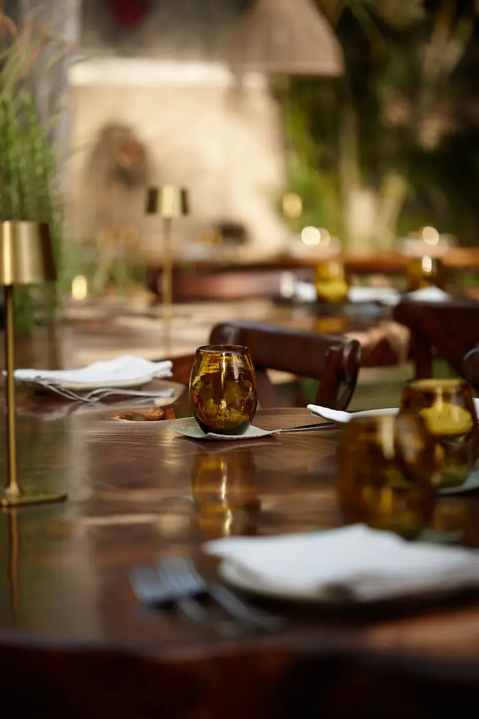 A candlelit table set for dinner at NAEF restaurant, Punta de Mita